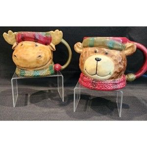 Set of 2 Decorative Holiday Coffee/Hot Cocoa Mugs